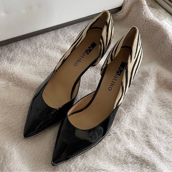 Matiko leather pointed toe zebra print pumps heels - Picture 2 of 11
